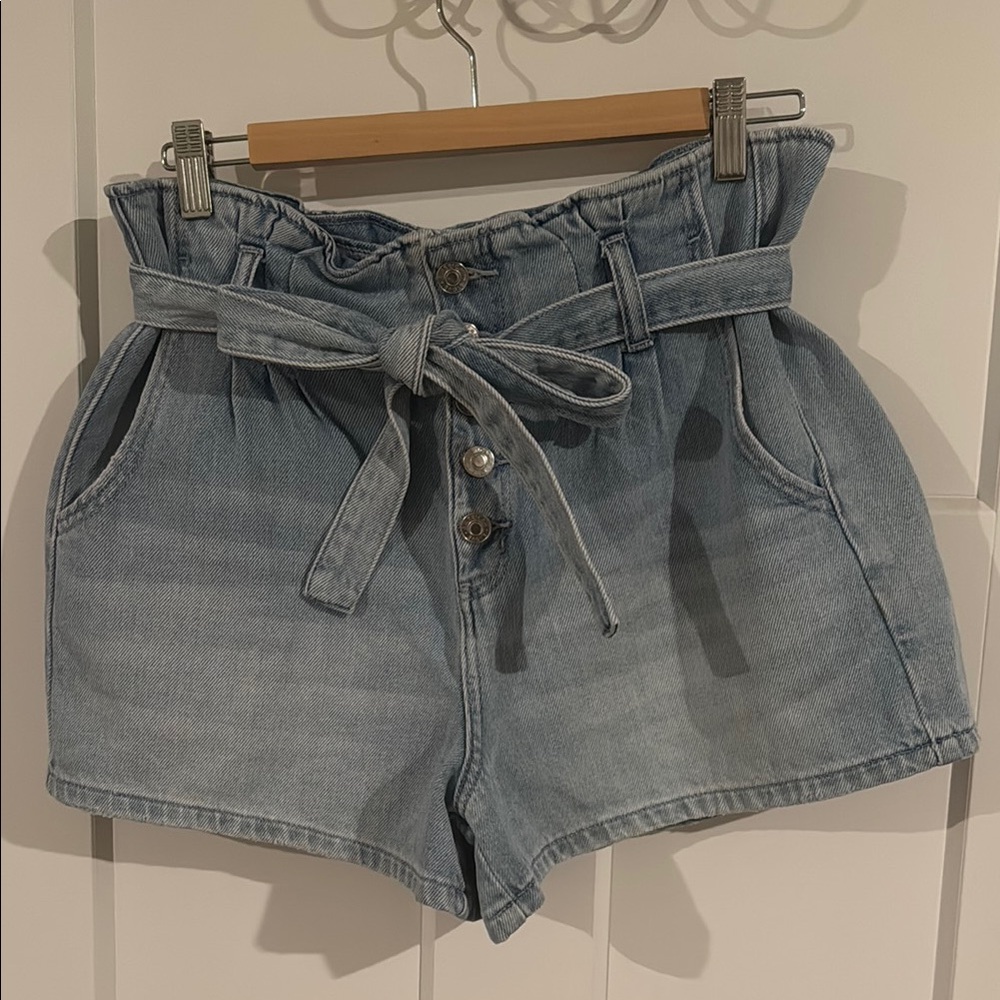 American Eagle Denim Paperbag High Waist Shorts